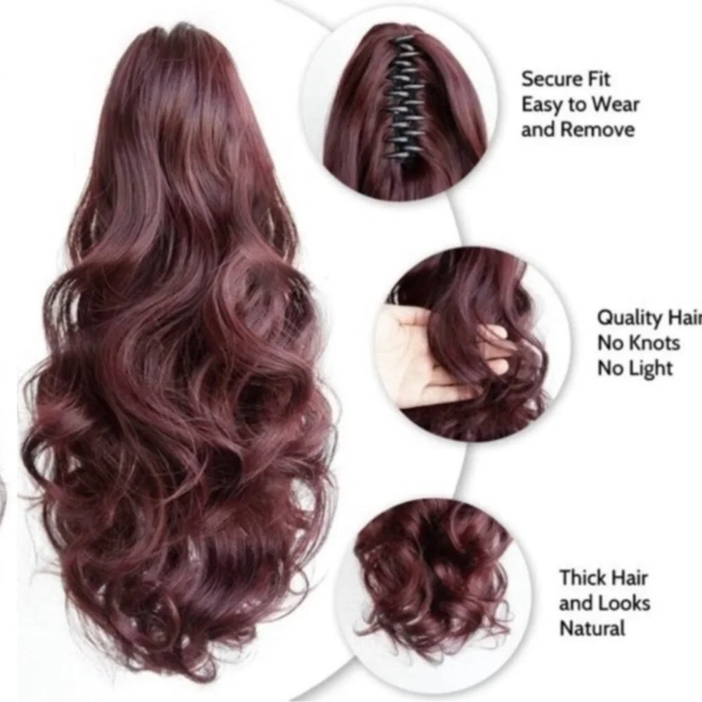 PONYTAIL Extension Claw Hair Extensions Wine Red
